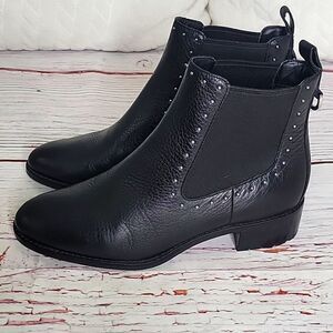 COLE HAAN Black Waterproof Studded Ankle Boots Size 8.5